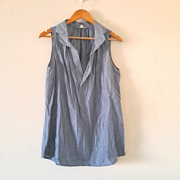 J. Crew Tops - J. Crew 100% Cotton Chambray Collared V-Neck Tunic